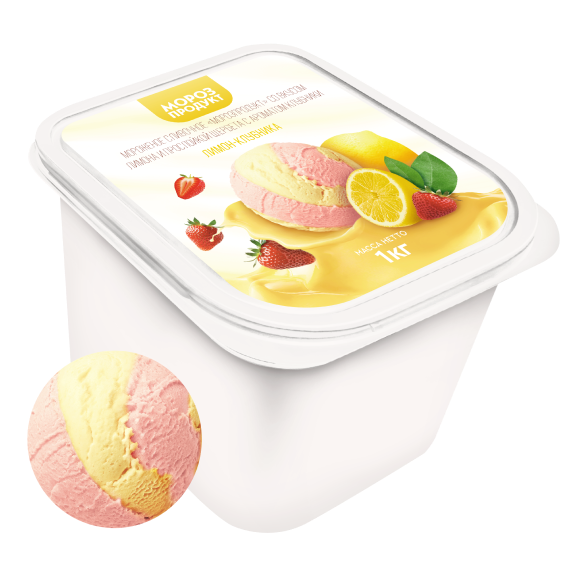 «MOROZPRODUCT» lemon-strawberry with layers of creamy sorbet in ditches